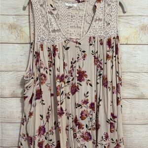 Maurices Floral Lace Blouse - Cream and Purple